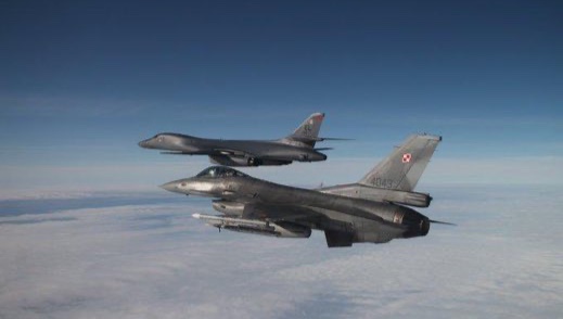 Polish F16 pilots escorted a flight of US bombers