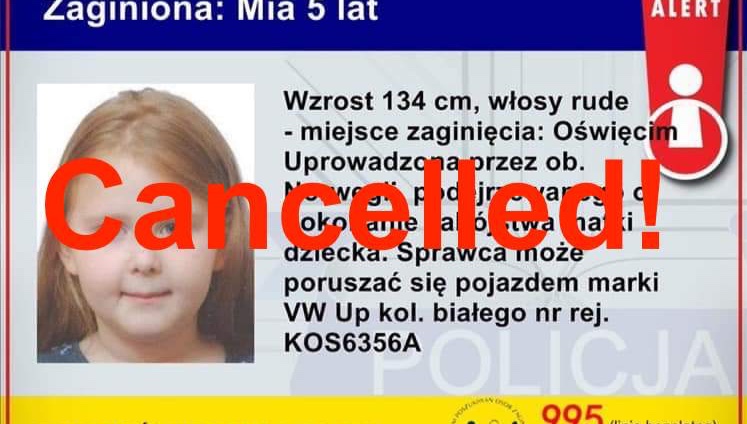 Abducted 5-year-old girl has been found. The vehicle with the girl was stopped in Denmark