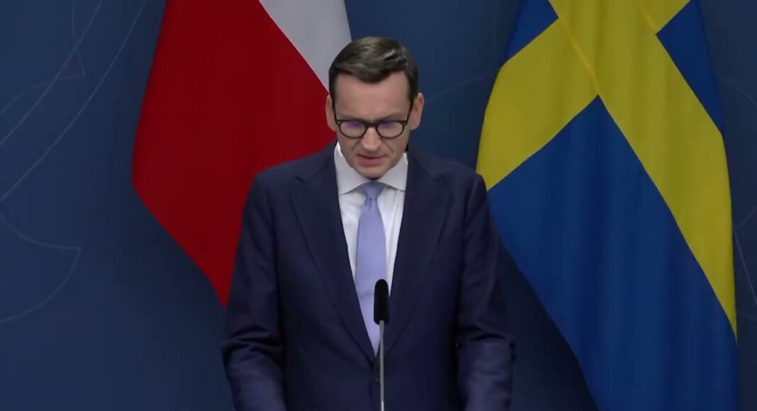 Mateusz Morawiecki speaking on the Russian provocation