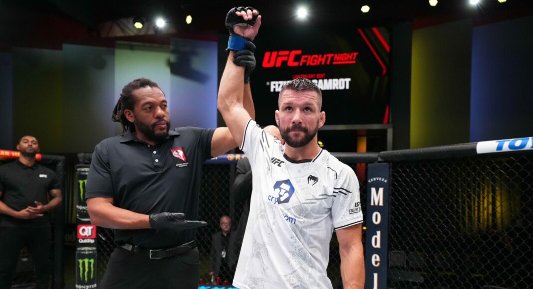 Mateusz Gamrot notched his second consecutive UFC victory in Las Vegas, securing a second-round win over Rafael Fiziev through TKO.
