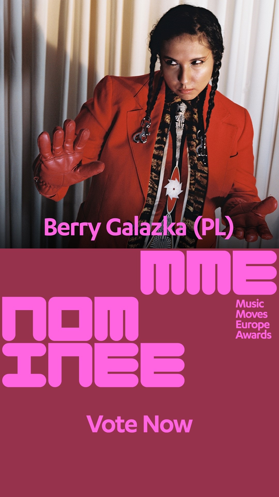 Poland's Berry Galazka Among Top Artists Nominated for Music Moves Europe Awards 2024