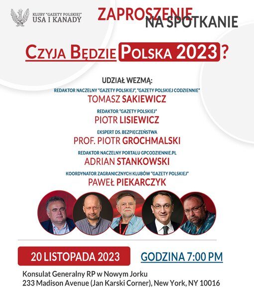 The meeting will take place at the Polish Consulate General of the Republic of Poland in New York at 7:00 PM local time.