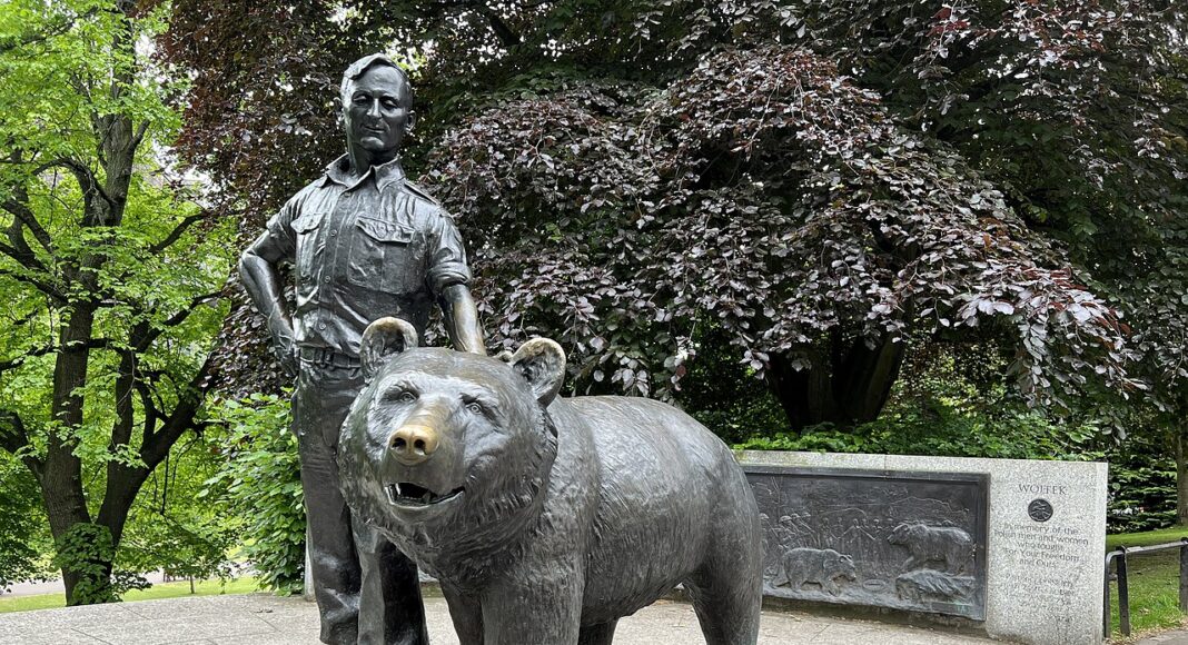 Wojtek memorial statue in memory of Wojtek and the men and women of Poland who fought for freedom in the Second World War. Located in West Princes Street Gardens, Edinburgh, Scotland. Photo taken on 28th May 2022.