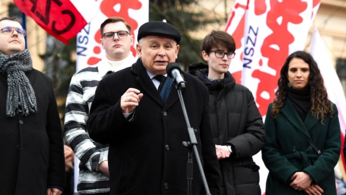 Jarosław Kaczyński at the Protest of Free Poles