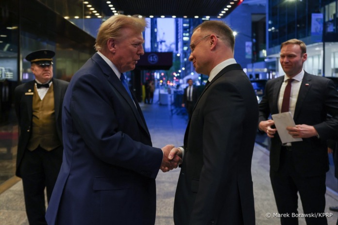 Polish President Andrzej Duda Meets with Former US President Donald Trump in New York