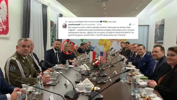 Magdalena Fitas-Czuchnowska, the wife of “Gazeta Wyborcza” journalist Wojciech Czuchnowski—who, just two days ago, labeled U.S. Secretary of Defense Pete Hegseth a “moron”—served today as the interpreter during Hegseth’s meeting with Deputy Prime Minister Władysław Kosiniak-Kamysz.