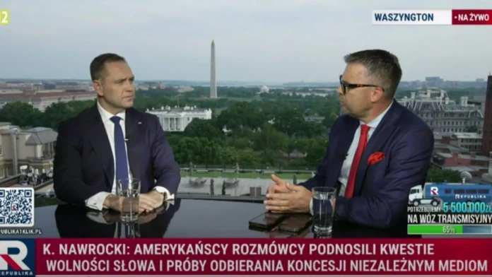 Karol Nawrocki during interview at TV Republika